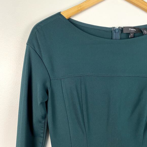 Theory Scuba Catalina Knit Long Sleeve Dress Green Small - Picture 3 of 7